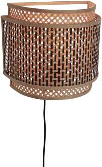 Wandlamp Bhutan - Bamboe|Zwart - 32x16x27cm Bruin
