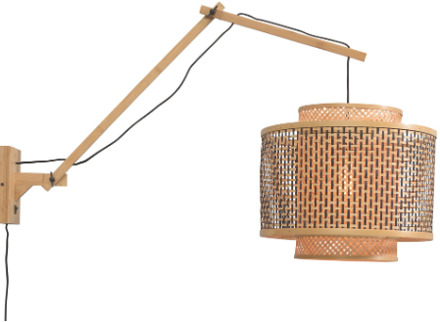 Wandlamp Bhutan - Bamboe|Zwart - 90x40x55cm Bruin