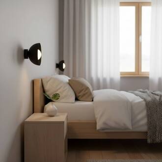 wandlamp Bibi K1, zwart, staal/glas, Ø 18 cm zwart, opaal