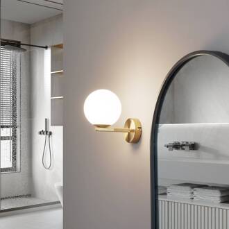 wandlamp Bidolo, messingkleurig, glas, 12 cm, IP44