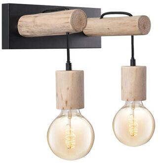 wandlamp Billy 2 lichts - hout / metaal