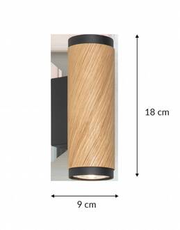 Wandlamp Bolivia, eiken/zwart, hoogte 18 cm, GU10 eiken naturel, zwart