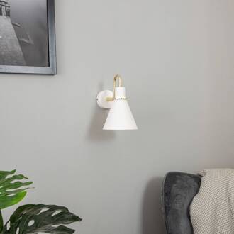 Wandlamp Bona, wit-messing wit opaal, messing