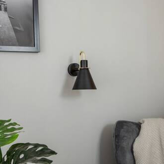 Wandlamp Bona, zwart-messing zwart, messing