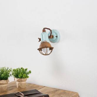 Wandlamp C1675/1, turquoise/roestbruin, keramiek, 18cm hoog, E14
