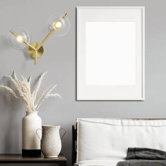 Wandlamp Camely, goud geborsteld/helder, 2-lamps goud geborsteld, helder, gesatineerd