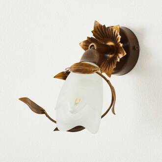 Wandlamp CAMPANA 1-lamp roest antiek, goud gepatineerd, wit