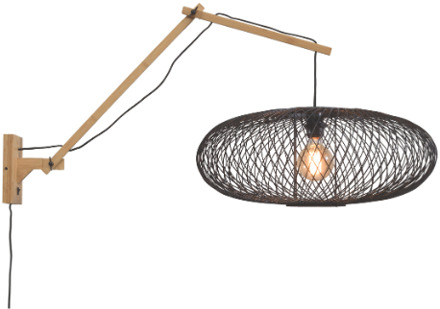 Wandlamp Cango - Bamboe|Zwart - 105x60x60cm Bruin