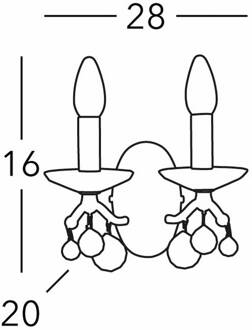 Wandlamp Carmen II, kristalglas, 24 K verguld 24-karaats verguld, helder