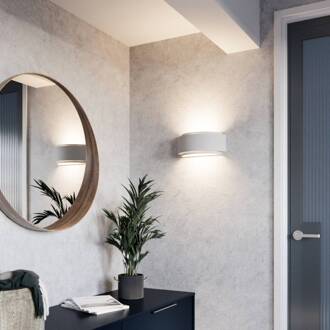 wandlamp Cassian, gips, 32 cm, wit, halfrond