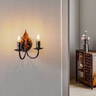 Wandlamp CASTELLO 2-lamps zilver antiek, goud gepatineerd