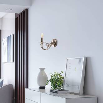 Wandlamp Castro, antiek messing, 1-lamp messing antiek, helder