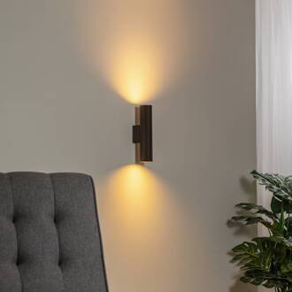 Wandlamp Cerro, antraciet, staal, Ø 6 cm, omhoog/omlaag antraciet geborsteld