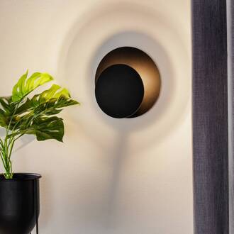 Wandlamp Circle in ronde vorm, zwart