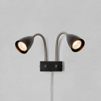 wandlamp Ciro, zwart, metaal, stekker, GU10