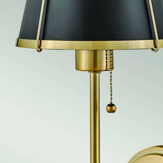 Wandlamp Clarke 1, messing/zwart, metalen kap, staal messing, zwart