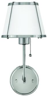 Wandlamp Clarke 1, nikkelkleurig/wit, metalen kap, staal nikkel, wit