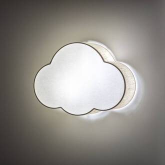 Wandlamp Cloud, beige, 43 cm breed, textiel, wolk, E27 beige, wit