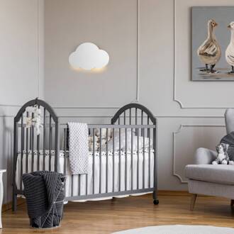 Wandlamp Cloud, wit, staal, indirect licht, 38 x 27 cm