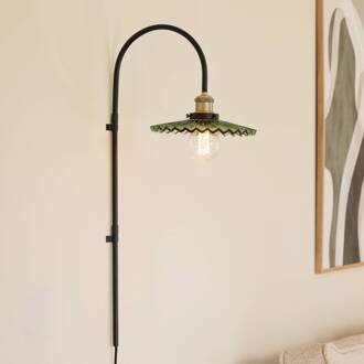 wandlamp COBBLER, groen, hoogte 75 cm, glas zwart, groen