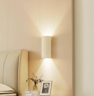 wandlamp Colja, rond, hoogte 30,5 cm, gips, beige