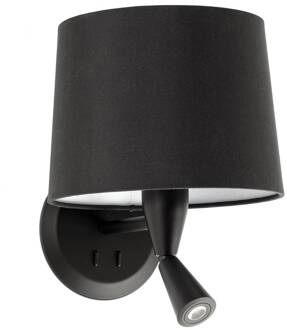 Wandlamp Conga met LED leeslampje, zwart