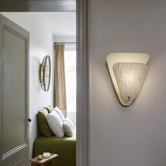 wandlamp Coquillage, crèmekleurig, 33 cm, linnen