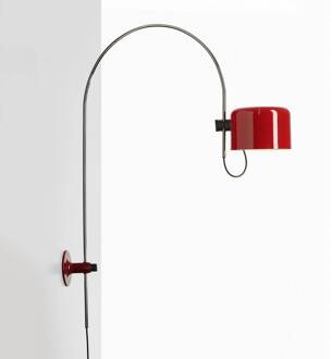 wandlamp Coupé, rood/chroom, metaal, boog rood, chroom