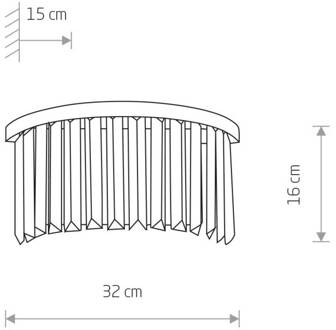 Wandlamp Cristal, transparant/zwart transparant, zwart