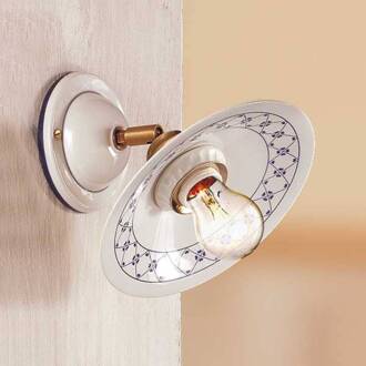 Wandlamp CROCIA wit, blauw, oud-messing