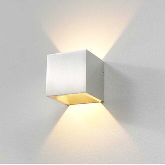 Wandlamp Cube 10x10 cm aluminium Zilver