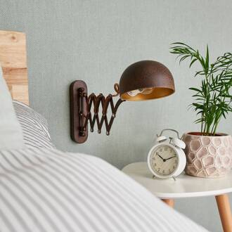Wandlamp Curtis, roestkleurig, verstelbaar, 57 cm, E14 roest, goud