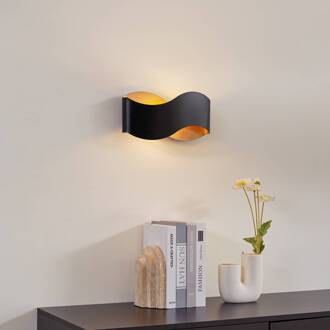 wandlamp Dailin, zwart/goud, 30 cm, metaal zwart, goud