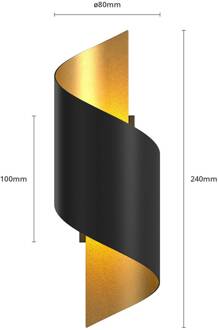 wandlamp Desirio, set van 3, zwart, goudkleurig, G9