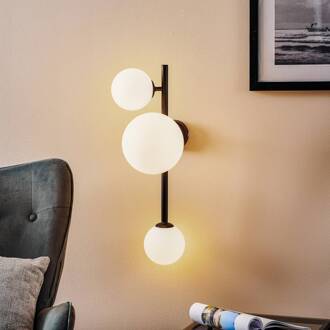 Wandlamp Dione, 3-lamps, zwart wit mat, zwart