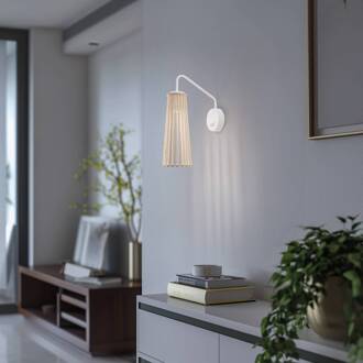 Wandlamp Dover, wit/licht hout, 1-lamp wit, licht hout