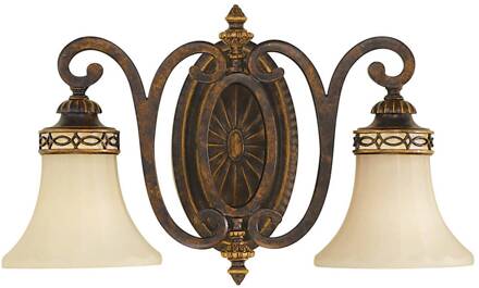 Wandlamp Drawing Room, met 2 lampjes, breed bruin, crèmekleurig