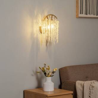 Wandlamp Druif, messing antiek Hoogte 42 cm metaal/glas 2-lamps. antiek messing, helder