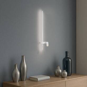 Wandlamp EASY LEFT, wit, breedte 80 cm, metaal, GU10 + LED