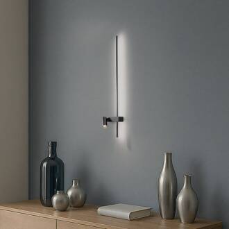 Wandlamp EASY RIGHT, zwart Breedte 80 cm Metaal GU10 + LED