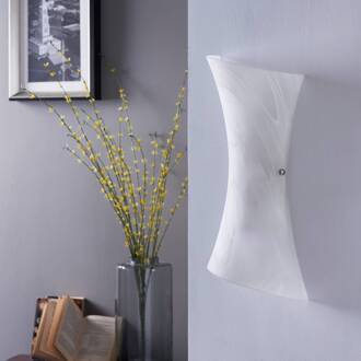 wandlamp Ebba, hoogte 39 cm, wit albast, glas wit albast, chroom