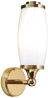 Wandlamp Eliot Bath, messing, 1-lamp gepolijst messing, wit