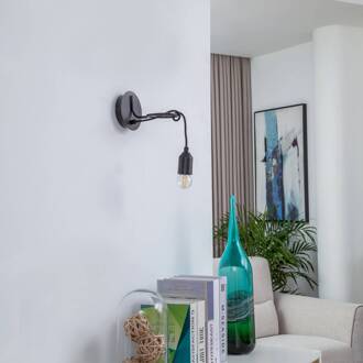 wandlamp Elira, zwart, metaal, Ø 10 cm, E27