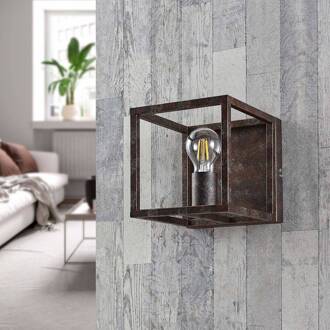 wandlamp Emin, breedte 18 cm, roestkleurig, metaal roest antiek