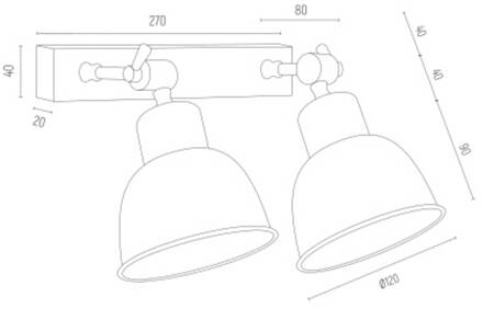 Wandlamp Emoti, beige, 2-lamps, staal, lengte 27 cm