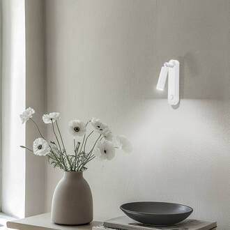 Wandlamp Enzo Long, wit, metaal, 22 cm, verstelbaar, G9