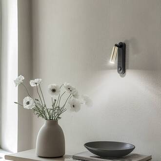 Wandlamp Enzo Long, zwart-goud, 22 cm, verstelbaar, G9 zwart, goud