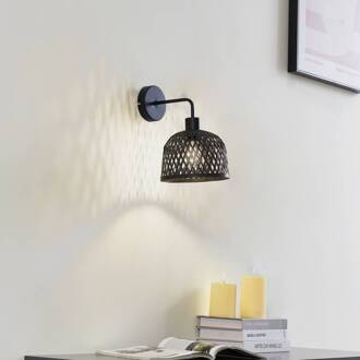 wandlamp Eskil, Ø 18,5 cm, zwart, bamboe