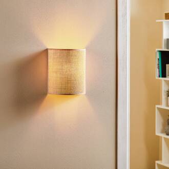 Wandlamp Euluna jute, bruin, textiel, 24 cm hoog, E27 natuurlijk bruin