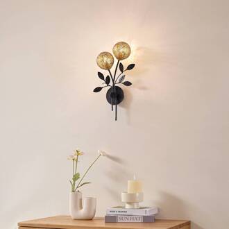 wandlamp Evory, 30 cm, 2-lamps, zwart/goud, G9 zwart, goud